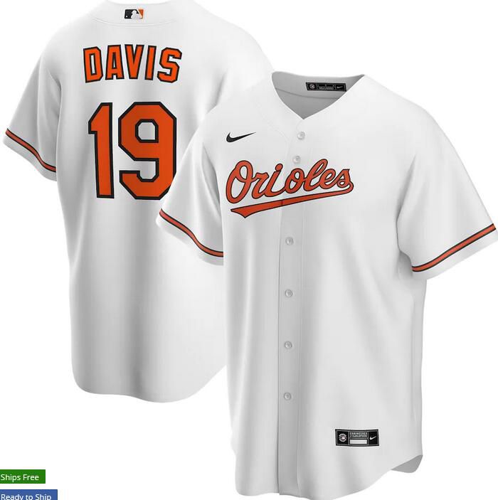 Mens Baltimore Orioles #19 Chris Davis Nike White Home Replica Player Name MLB Jerseys->miami marlins->MLB Jersey